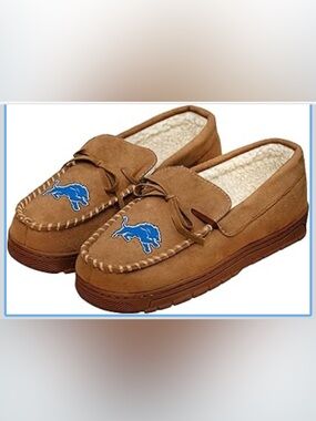 FOCO Mens NFL Detroit Lions Team Logo Moccasin Slippers L (11-12)937